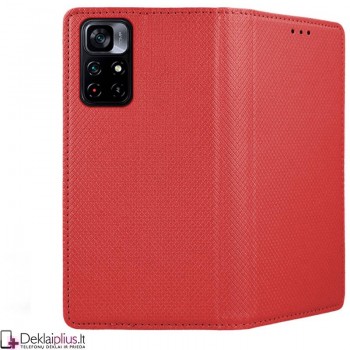 Telone atverčiamas dėklas - raudonas (telefonui Xiaomi Poco M4 Pro 5G)